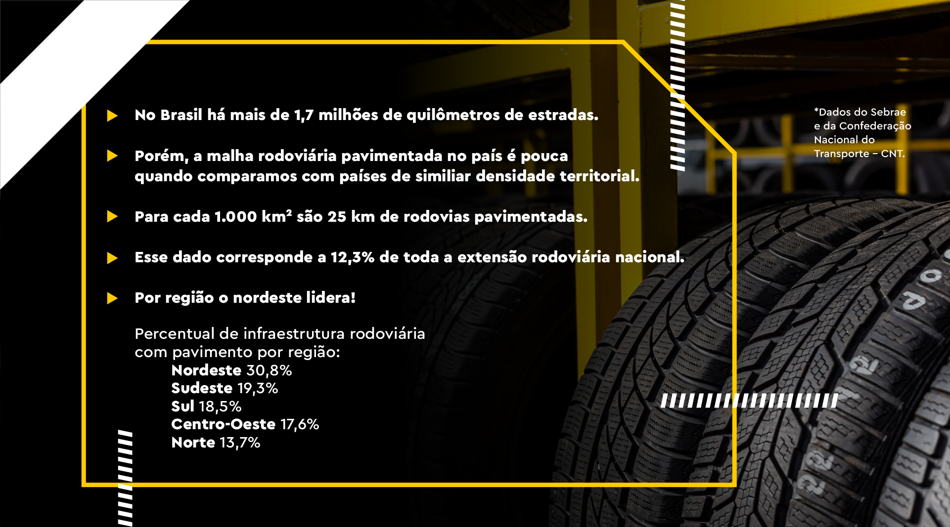 Dados sobre estradas pavimentadas no Brasil.